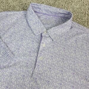 Maelreg Mens XL Purple White AOP Wine‎ Glass Performance Stretch Polo SS